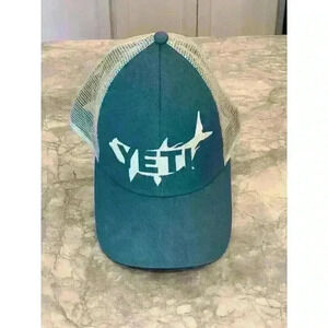 YETI Coolers Trucker Hat Cap Snapback Blue Mesh Tarpon Shark Fish Logo Outdoors